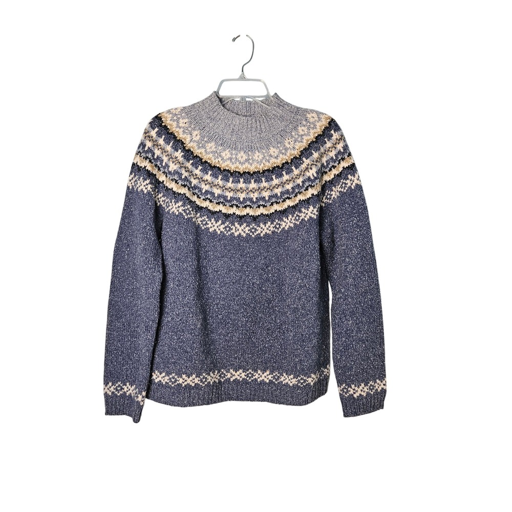 Croft & Barrow Nordic Fair Isle Print Blue Knit Sweater Womens Large